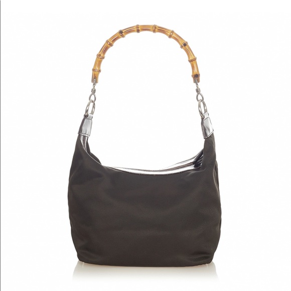 Vintage Gucci Bamboo Nylon Shoulder Bag